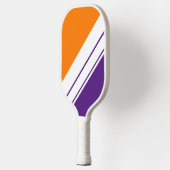 Farbenfrohe warme Orange Royal Lila White Stripes Pickleball Schläger (Links)