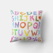 Farbenfrohe Wasserfarbe Alphabet Kissen (Rückseite)