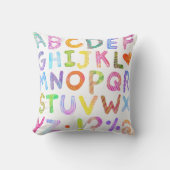 Farbenfrohe Wasserfarbe Alphabet Kissen (Vorderseite)