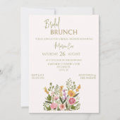 Farbenfrohe Wasserfarbe Blumenbraut BridaI Brunch Einladung (Vorderseite)