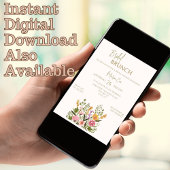 Farbenfrohe Wasserfarbe Blumenbraut BridaI Brunch Einladung