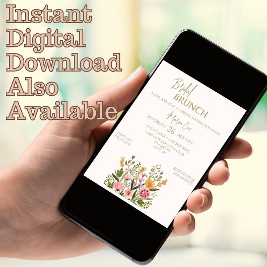 Farbenfrohe Wasserfarbe Blumenbraut BridaI Brunch Einladung