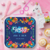 Farbenfrohe Wasserfarbe Blumenfiesta Hochzeit Pappteller (Party)