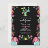 Farbenfrohe Wasserfarbe Blumenfiesta Paare Dusche Einladung (Vorderseite)