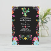 Farbenfrohe Wasserfarbe Blumenfiesta Paare Dusche Einladung (Stehend Vorderseite)