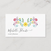 Farbenfrohe Wasserfarbe Blumenfiesta Visitenkarte (Vorderseite)