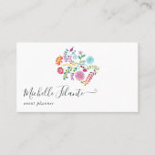 Farbenfrohe Wasserfarbe Blumenfiesta Visitenkarte (Vorderseite)