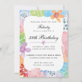 Farbenfrohe Wasserfarbe Blumengeburtstag Einladung (Vorderseite)