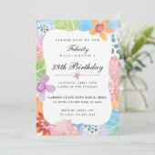 Farbenfrohe Wasserfarbe Blumengeburtstag Einladung (Stehend Vorderseite)