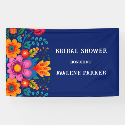 Farbenfrohe Wasserfarbe Blumengestein Brautparty Banner (Horizontal)