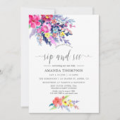 Farbenfrohe Wasserfarbe Blumensippe und sehen Einladung (Vorderseite)