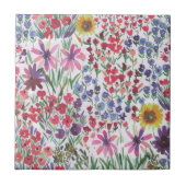 Farbenfrohe Wasserfarbe Botanik Boho Garden Fliese (Vorderseite)