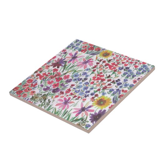 Farbenfrohe Wasserfarbe Botanik Boho Garden Fliese (Seite)