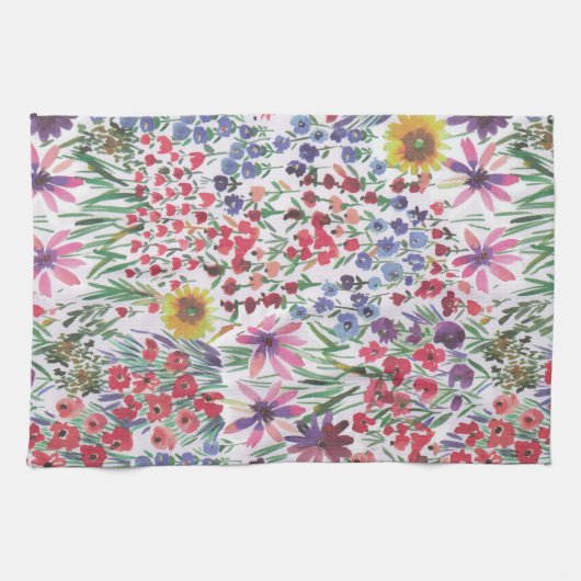 Farbenfrohe Wasserfarbe Botanik Boho Garden Geschirrtuch (Horizontal)