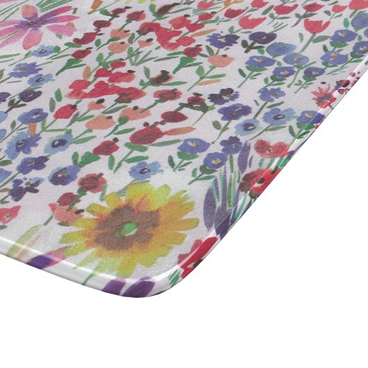 Farbenfrohe Wasserfarbe Botanik Boho Garden Schneidebrett (Ecke)