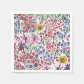 Farbenfrohe Wasserfarbe Botanik Boho Garden Serviette (Vorderseite)