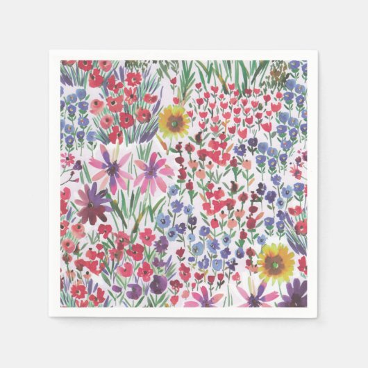 Farbenfrohe Wasserfarbe Botanik Boho Garden Serviette (Vorderseite)