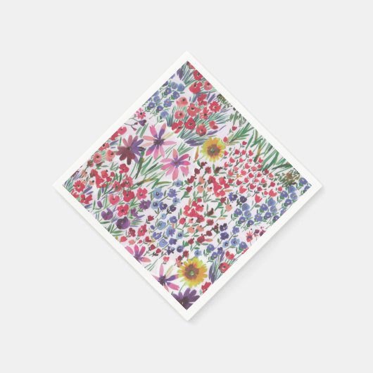 Farbenfrohe Wasserfarbe Botanik Boho Garden Serviette (Ecke)