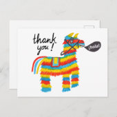 Farbenfrohe Wasserfarbe Donkey Piñata DANK Postkarte (Vorne/Hinten)