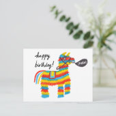 Farbenfrohe Wasserfarbe Donkey Piñata GLÜCKLICH GE Postkarte (Stehend Vorderseite)