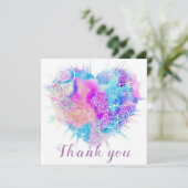 Farbenfrohe Wasserfarbe Doodle Herz Danke Karte (Stehend Vorderseite)