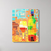 Farbenfrohe Wasserfarbe einer Weinflasche & Glas Leinwanddruck (Vorderseite)