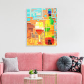 Farbenfrohe Wasserfarbe einer Weinflasche & Glas Leinwanddruck (Insitu (Wohnzimmer))