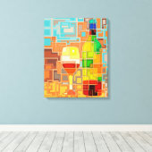 Farbenfrohe Wasserfarbe einer Weinflasche & Glas Leinwanddruck (Insitu (Holzboden))