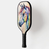 Farbenfrohe Wasserfarbe Einhorn Pickleball Schläger (Links)