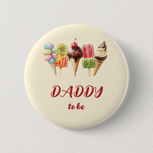 Farbenfrohe Wasserfarbe Eiscreme Süß Papa-to-be Button (Vorderseite)