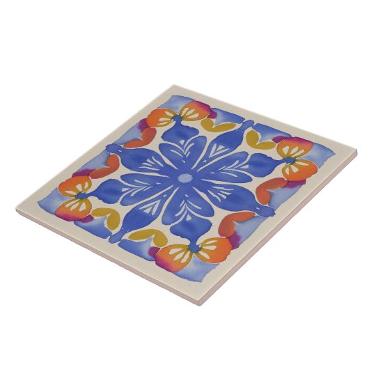 Farbenfrohe Wasserfarbe Fliese (Seite)