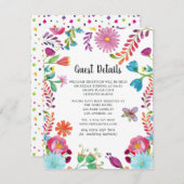 Farbenfrohe Wasserfarbe Floral Fiesta Gastdetails Begleitkarte (Vorne/Hinten)
