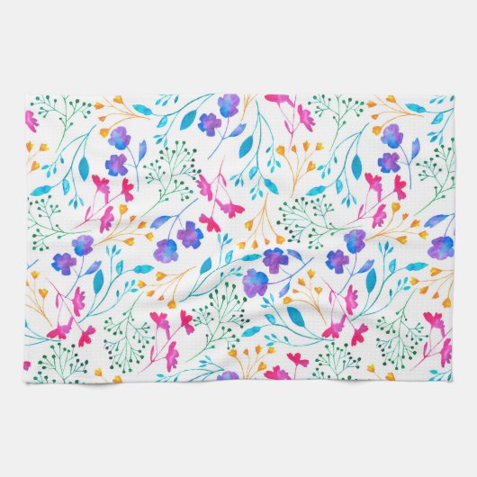 Farbenfrohe Wasserfarbe Floral Küche Handtuch (Horizontal)