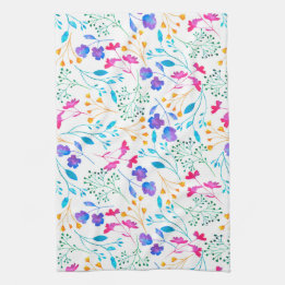 Farbenfrohe Wasserfarbe Floral Küche Handtuch