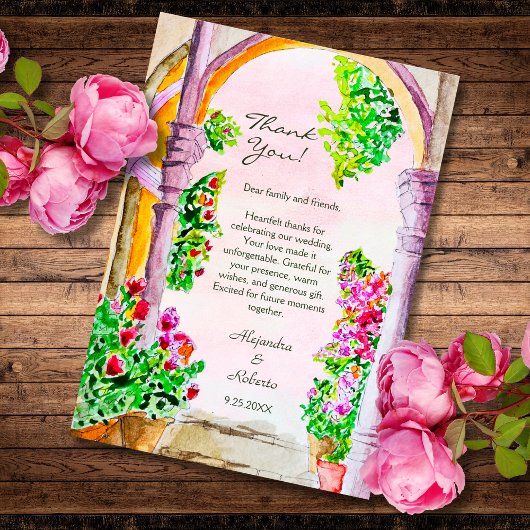 Farbenfrohe Wasserfarbe Florentiner Altstadt Mexik Dankeskarte