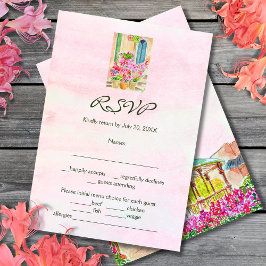 Farbenfrohe Wasserfarbe Florentiner Altstadt Mexik RSVP Karte