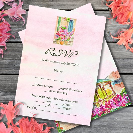 Farbenfrohe Wasserfarbe Florentiner Altstadt Mexik RSVP Karte