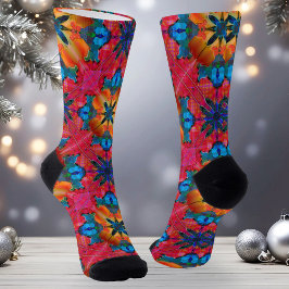 Farbenfrohe Wasserfarbe Frohe Weihnachtsmuster Soc Socken