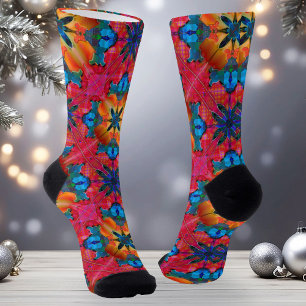 Farbenfrohe Wasserfarbe Frohe Weihnachtsmuster Soc Socken
