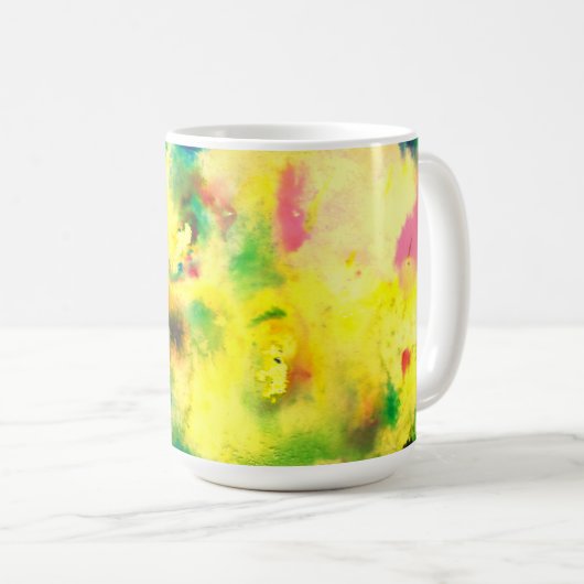 Farbenfrohe Wasserfarbe Gelbe Grüne Abstrakte Kuns Kaffeetasse (VorderseiteRechts)