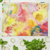 Farbenfrohe Wasserfarbe Gelbe Splotten Abstrakte K Geschirrtuch (Gefaltet)