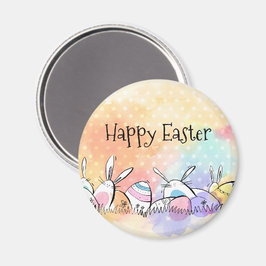 Farbenfrohe Wasserfarbe glückliche Ostern | Magnet (Vorderseite/Rückseite)