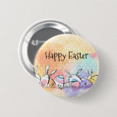 Farbenfrohe Wasserfarbe glückliche Ostern | Schalt Button (Vorne & Hinten)