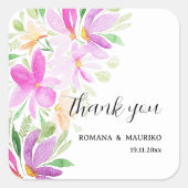 Farbenfrohe Wasserfarbe Handgestrichene Monogramm Quadratischer Aufkleber (Vorderseite)