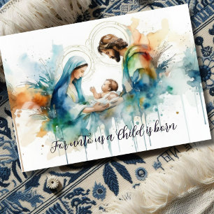 Farbenfrohe Wasserfarbe Heilige Familie Feiertagskarte