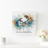 Farbenfrohe Wasserfarbe Heilige Familie Quadratische Wanduhr (Zuhause)