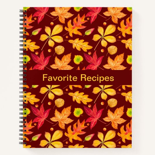 Farbenfrohe Wasserfarbe Herbst Blätter Rezept Notizblock (Vorderseite)