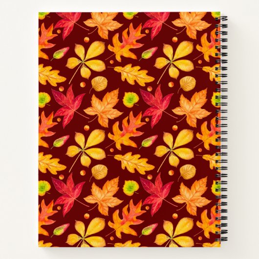 Farbenfrohe Wasserfarbe Herbst Blätter Rezept Notizblock (Rückseite)