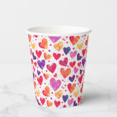 Farbenfrohe Wasserfarbe Herz Muttertag Foto Pappbecher (Rückseite)