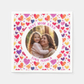 Farbenfrohe Wasserfarbe Herz Muttertag Foto Serviette (Vorderseite)